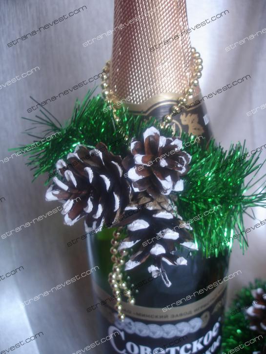 Новогоднее украшение на шампанское. Мастер-класс
