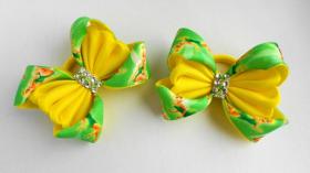 Яркие бантики из лент 🎀 Украшение канзаши